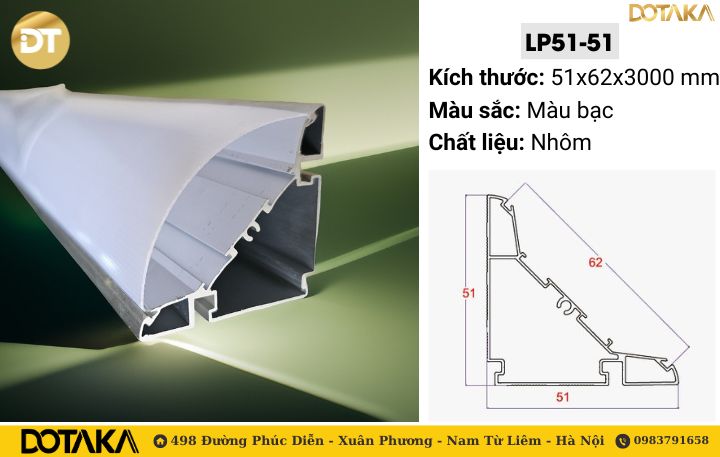 LP51-51 – Thanh Nhôm Phào Chỉ Linh Hoạt