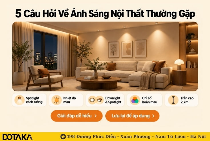 5 Câu Hỏi Về Ánh Sáng Nội Thất Thường Gặp