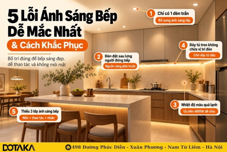 5 Lỗi Ánh Sáng Bếp Dễ Mắc Nhất & Cách Khắc Phục