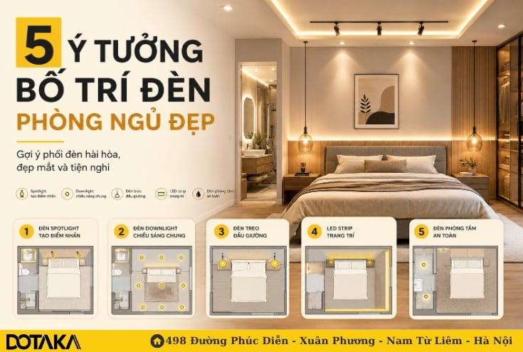 5 Ý Tưởng Bố Trí Đèn Phòng Ngủ Đẹp