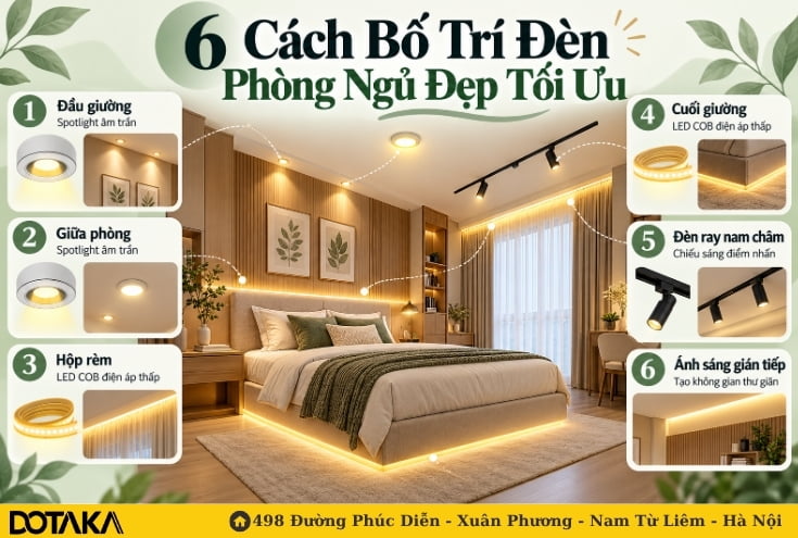 6 Cách Bố Trí Đèn Phòng Ngủ Đẹp Tối Ưu