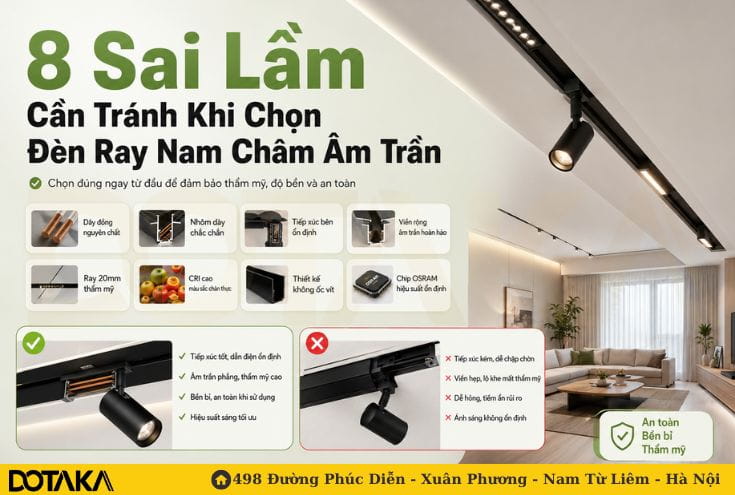 8 Sai Lầm Cần Tránh Khi Chọn Đèn Ray Nam Châm Âm Trần
