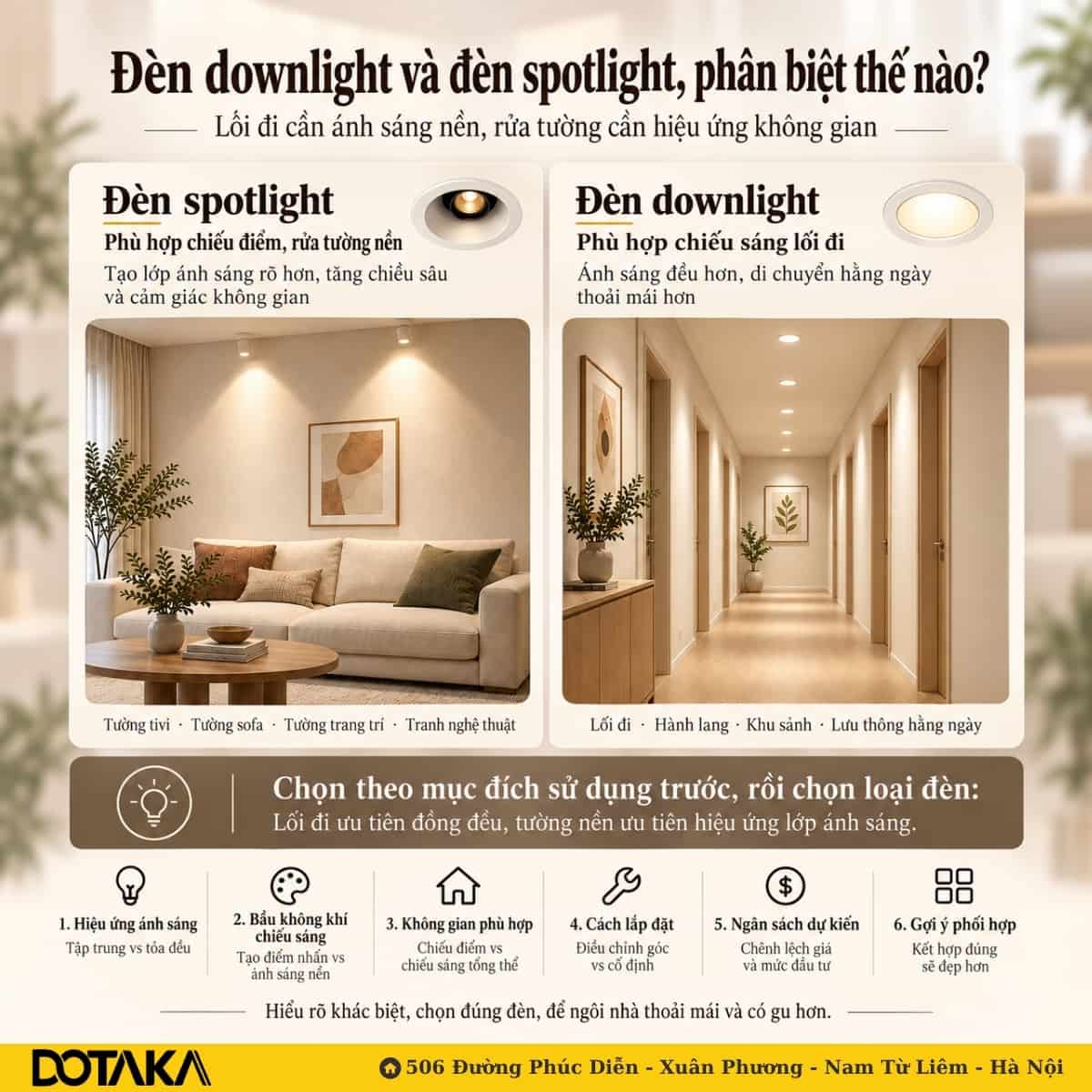 So sánh Downlight và Spotlight: 6 điểm khác nhau cơ bản