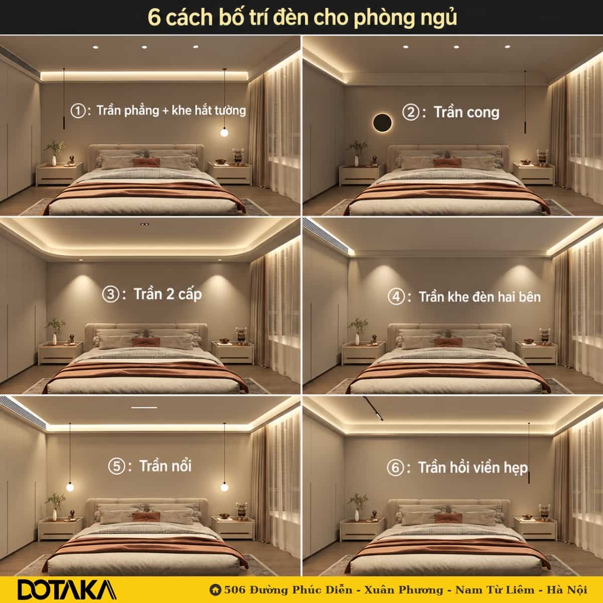 So sánh nhanh 6 cách bố trí đèn