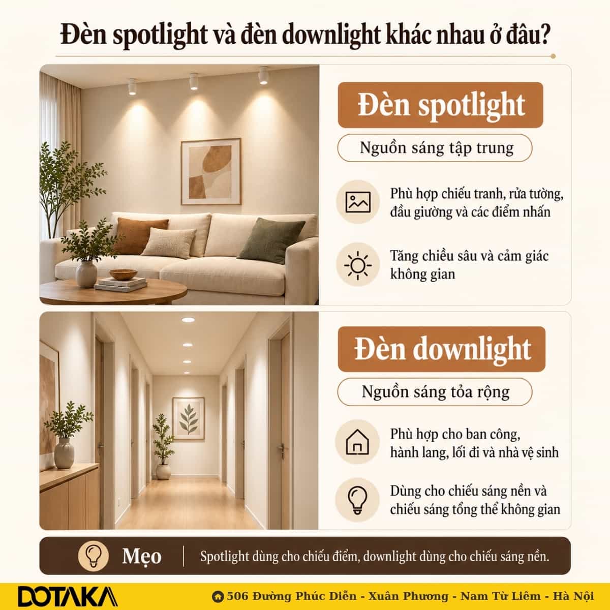 Hiệu ứng ánh sáng: Nguồn sáng tập trung vs Nguồn sáng tỏa đều