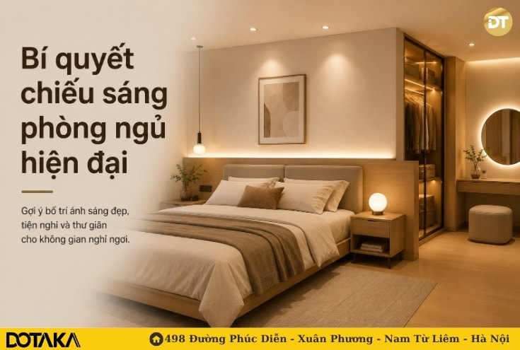 Bí quyết chiếu sáng phòng ngủ hiện đại