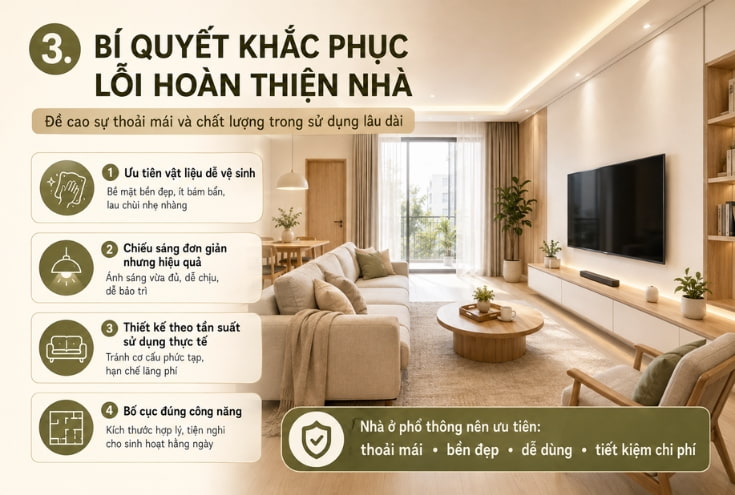 Bí quyết khắc phục lỗi hoàn thiện nhà: Đề cao sự thoải mái và chất lượng