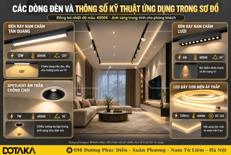 Các dòng đèn và thông số kỹ thuật ứng dụng trong sơ đồ