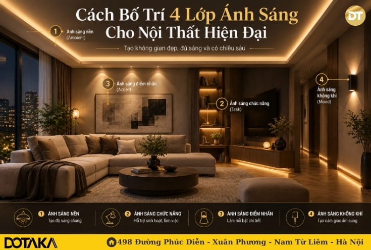 Cách Bố Trí 4 Lớp Ánh Sáng Cho Nội Thất Hiện Đại