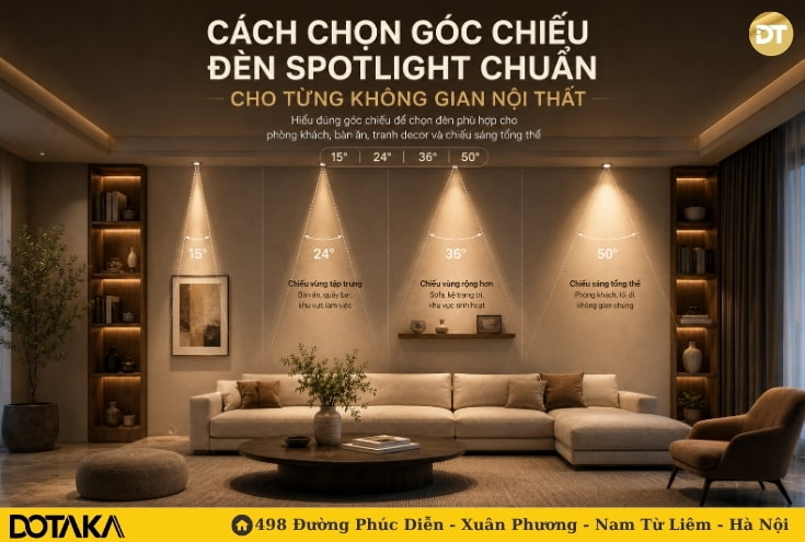 Cách Chọn Góc Chiếu Đèn Spotlight Chuẩn Cho Từng Không Gian Nội Thất