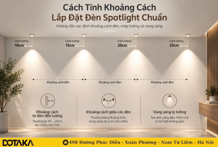 Cách Tính Khoảng Cách Lắp Đặt Đèn Spotlight Chuẩn
