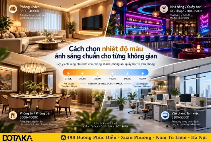 Cách chọn nhiệt độ màu ánh sáng chuẩn cho từng không gian