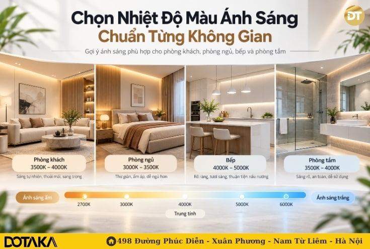 Chọn Nhiệt Độ Màu Ánh Sáng Chuẩn Từng Không Gian