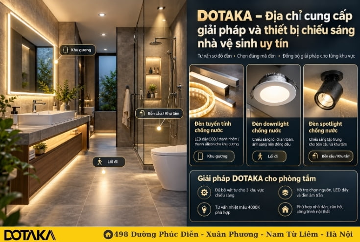 DOTAKA – Địa chỉ cung cấp giải pháp và thiết bị chiếu sáng nhà vệ sinh uy tín