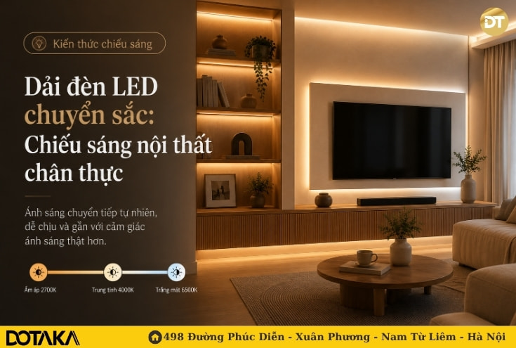 Dải đèn LED chuyển sắc: Chiếu sáng nội thất chân thực