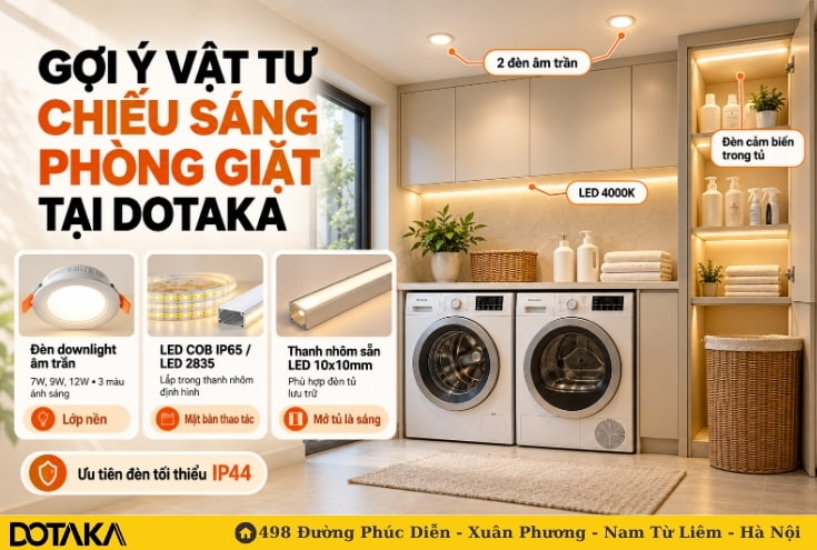 Gợi ý vật tư chiếu sáng phòng giặt tại DOTAKA