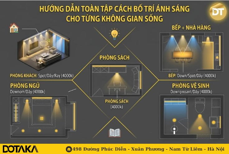 Hướng Dẫn Toàn Tập Cách Bố Trí Ánh Sáng Cho Từng Không Gian Sống