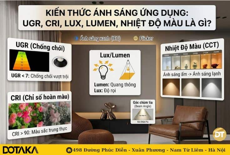 Kiến Thức Ánh Sáng Ứng Dụng: UGR, CRI, Lux, Lumen, Nhiệt Độ Màu Là Gì?
