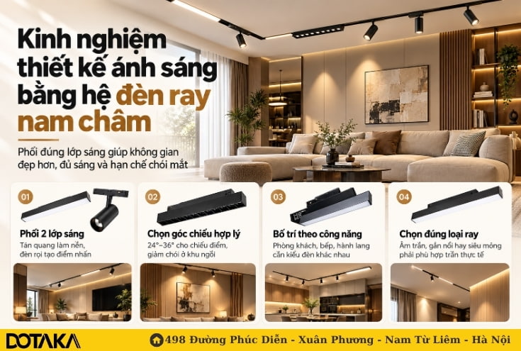 Kinh nghiệm thiết kế ánh sáng bằng hệ đèn ray nam châm