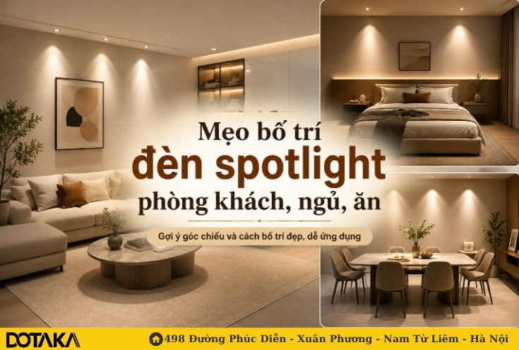 Mẹo bố trí đèn spotlight phòng khách, ngủ, ăn