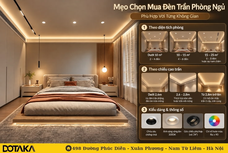 Mẹo chọn mua đèn trần phòng ngủ phù hợp với không gian