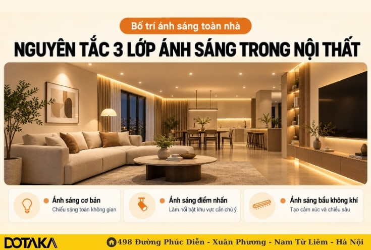 Nguyên Tắc 3 Lớp Ánh Sáng Trong Nội Thất