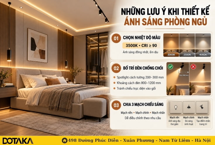 Những lưu ý khi thực hiện các giải pháp chiếu sáng phòng ngủ