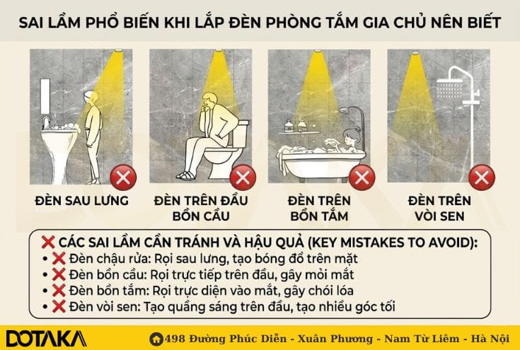 Sai Lầm Phổ Biến Khi Lắp Đèn Phòng Tắm Gia Chủ Nên Biết