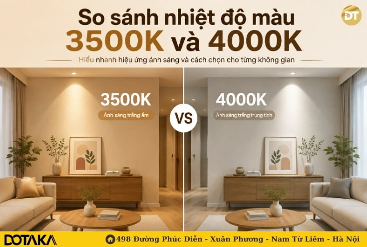 So sánh nhiệt độ màu 3500K và 4000K