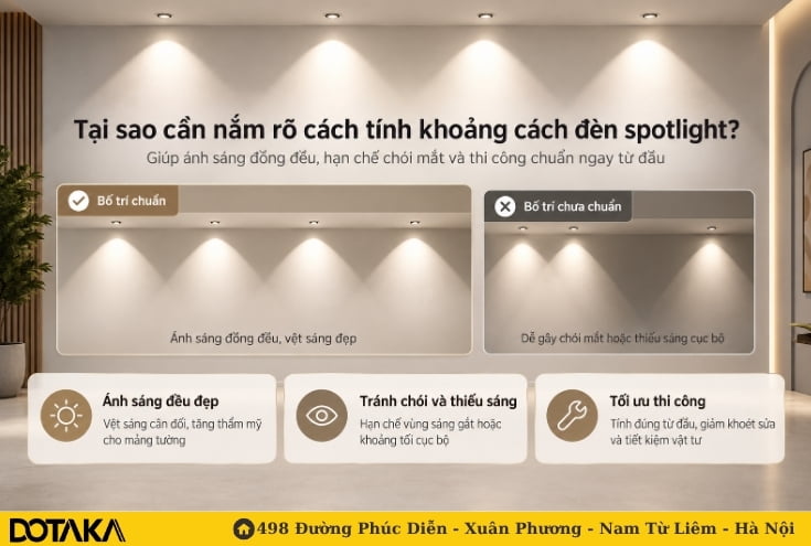 Tại sao cần nắm rõ cách tính khoảng cách đèn spotlight?