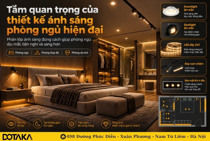 Tầm quan trọng của thiết kế ánh sáng phòng ngủ hiện đại