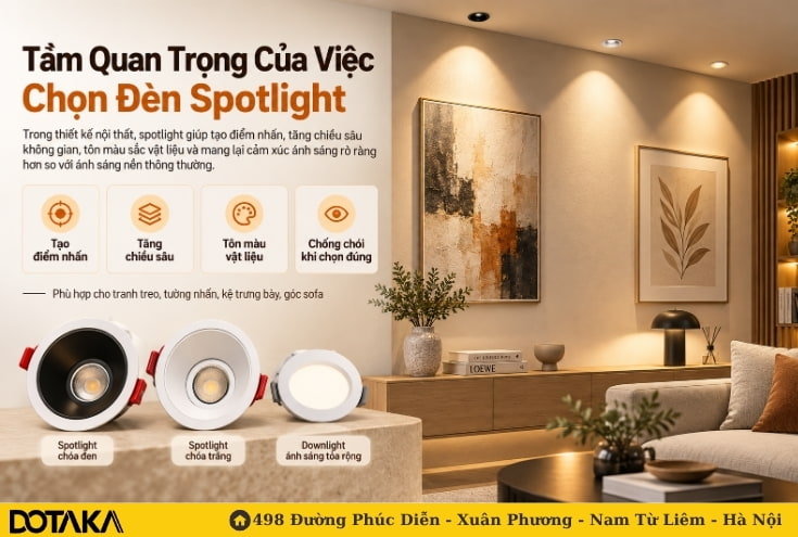 Tầm quan trọng của việc chọn đèn spotlight (đèn chiếu điểm) trong thiết kế nội thất