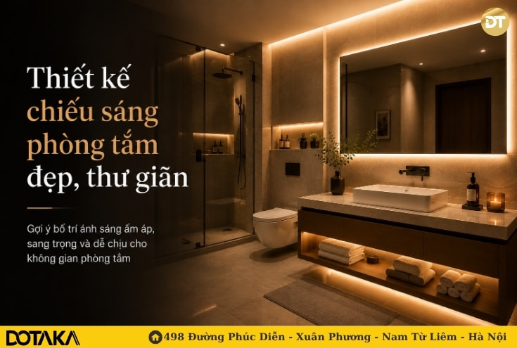 Thiết kế chiếu sáng phòng tắm đẹp, thư giãn