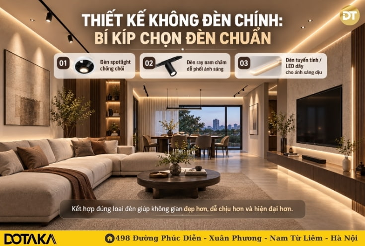 Thiết kế không đèn chính: Bí kíp chọn đèn chuẩn