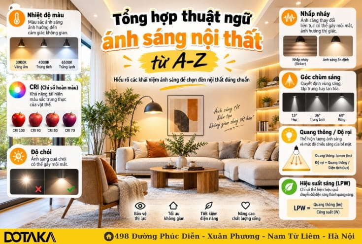 Tổng hợp thuật ngữ ánh sáng nội thất từ A-Z 