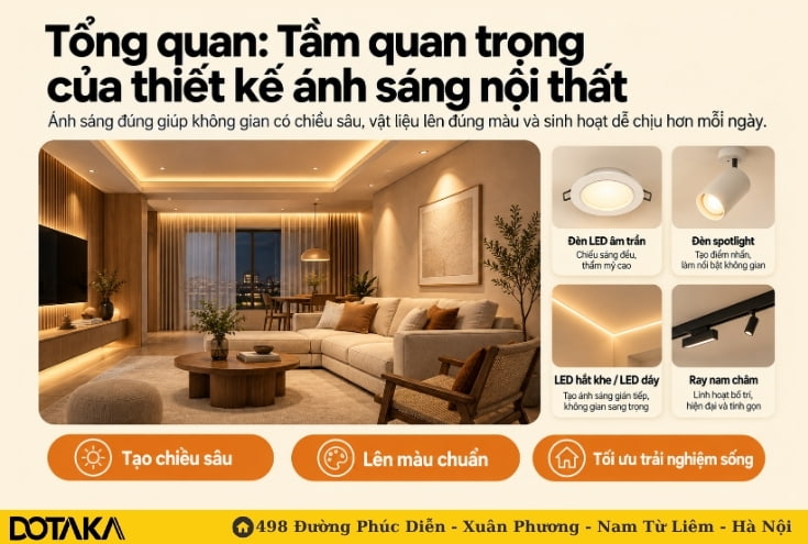 Tổng quan: Tầm quan trọng của thiết kế ánh sáng nội thất