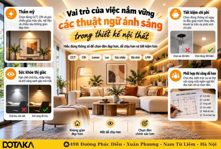 Vai trò của việc nắm vững các thuật ngữ ánh sáng trong thiết kế nội thất