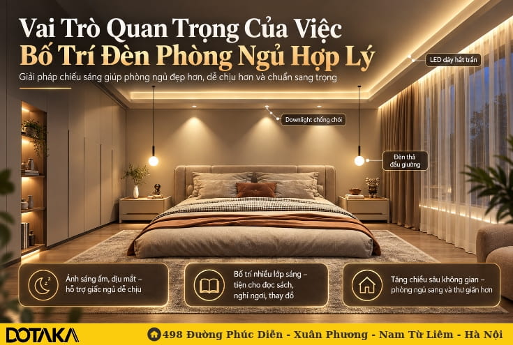 Vai trò quan trọng của việc bố trí đèn phòng ngủ hợp lý