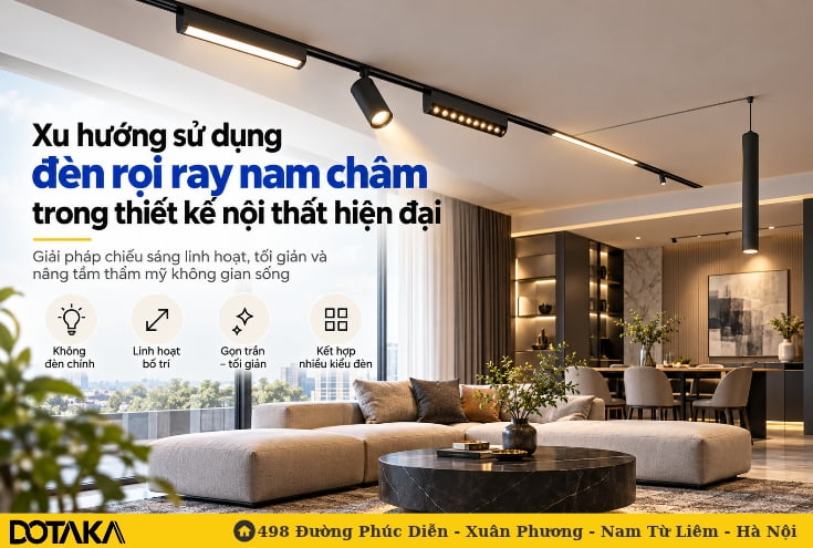 Xu hướng sử dụng đèn rọi ray nam châm trong thiết kế nội thất hiện đại
