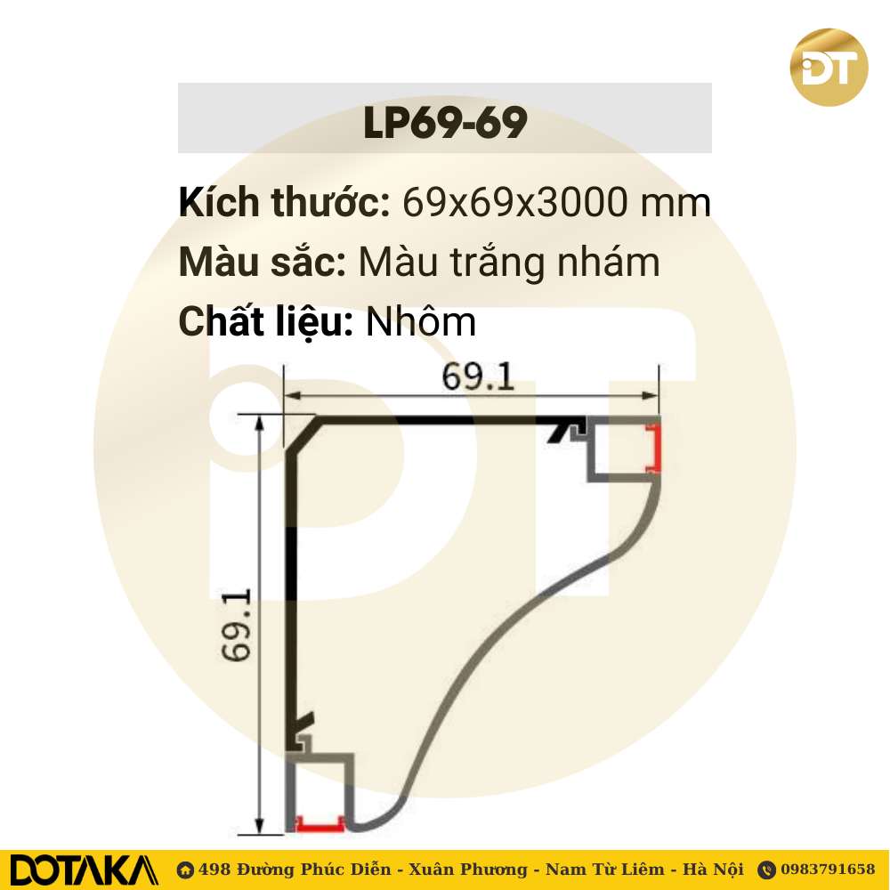 Phào cổ trần LED nhôm LP69-69