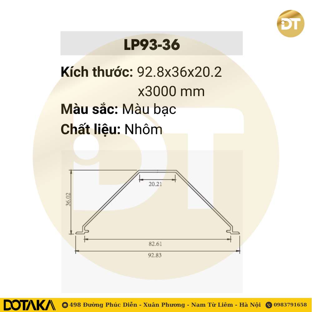 Phào cổ trần LED nhôm LP93-36 Dotaka