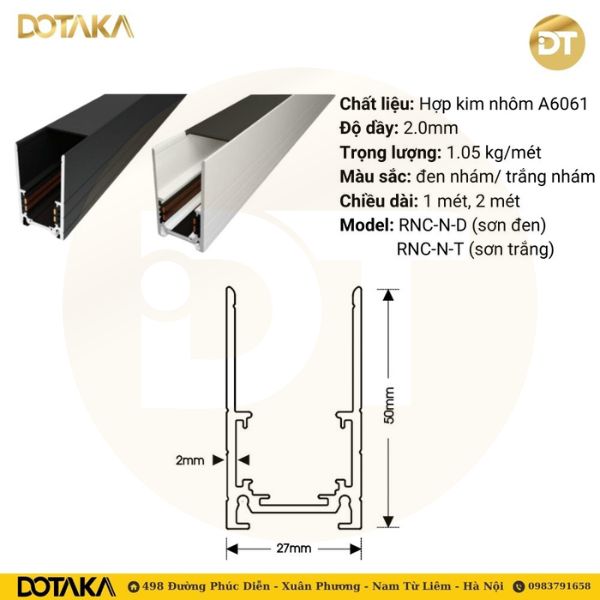 Thanh ray nam châm gắn nổi trần Dotaka