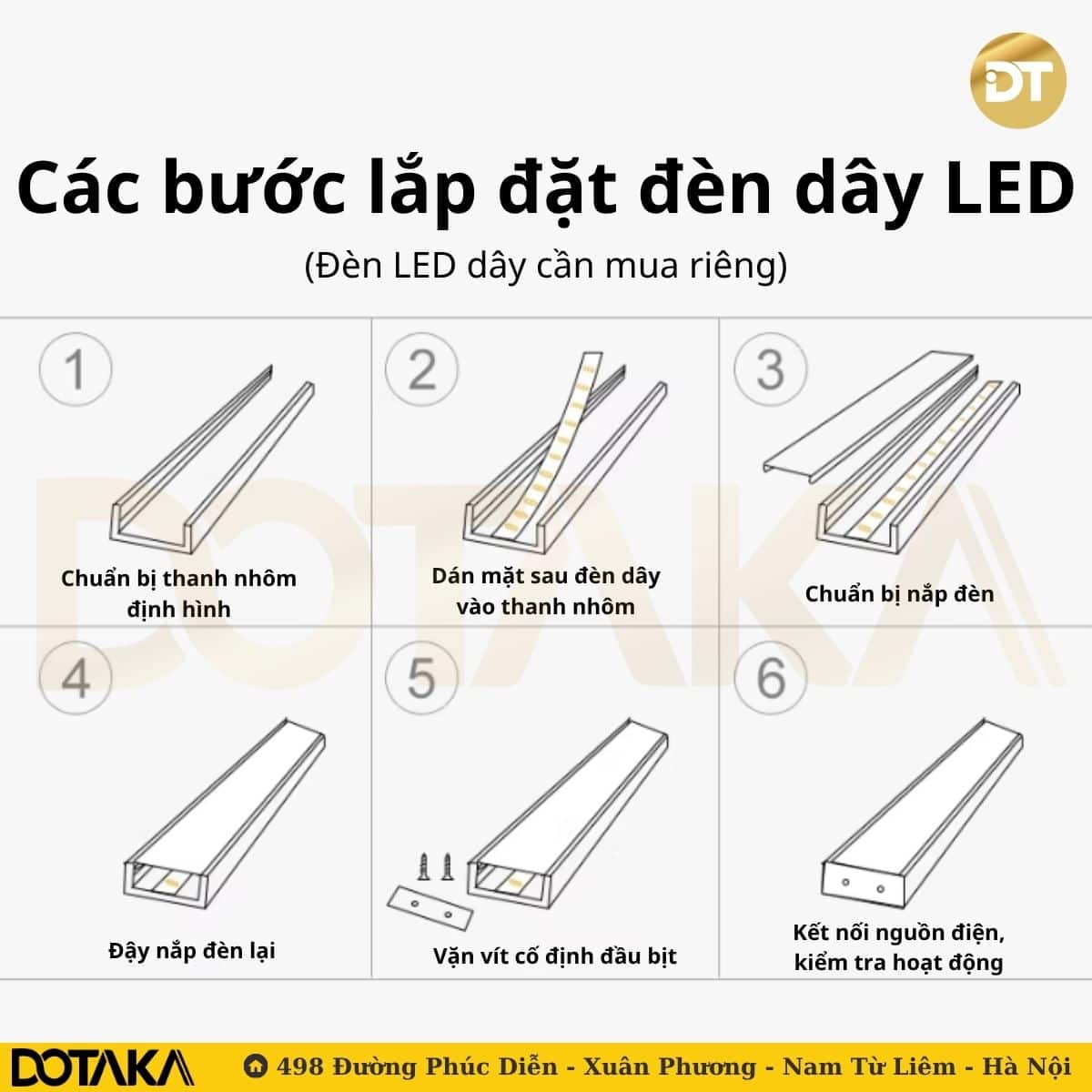 Quá trình lắp đặt LED dây