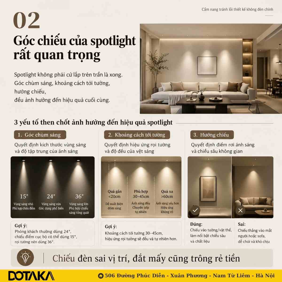 Chiếu đèn sai vị trí, đắt mấy cũng trông rẻ tiền.