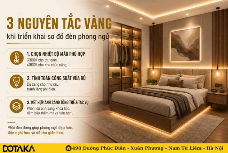  3 Nguyên tắc "vàng" khi triển khai sơ đồ đèn phòng ngủ