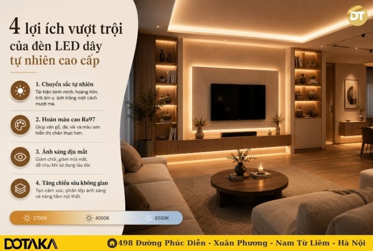 4 Lợi ích vượt trội của đèn LED dây tự nhiên cao cấp