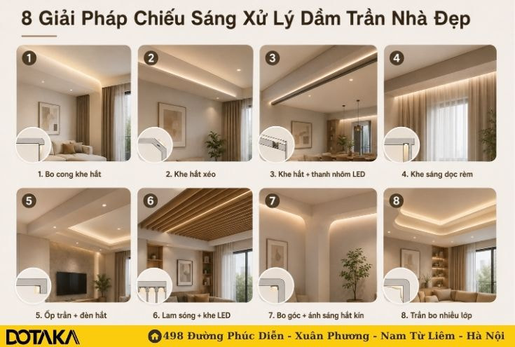 8 Giải Pháp Chiếu Sáng Xử Lý Dầm Trần Nhà Đẹp