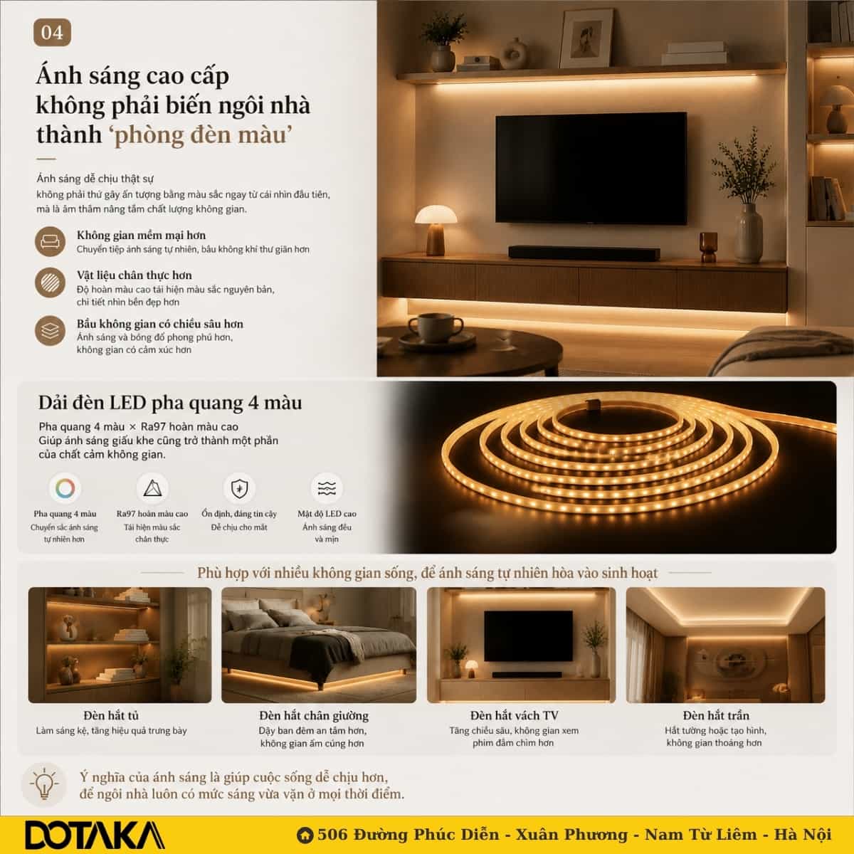 Ứng dụng dải đèn LED chuyển sắc trong thiết kế ánh sáng sinh hoạt
