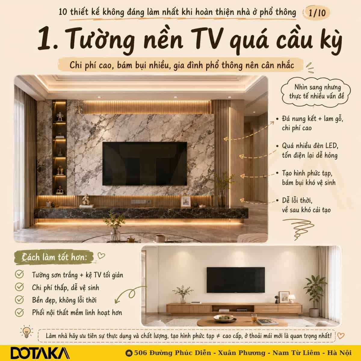 Làm tường nền TV quá cầu kỳ và tốn kém