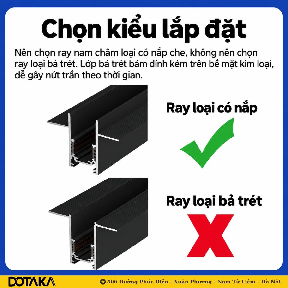 Chọn kiểu lắp đặt hệ thống ray